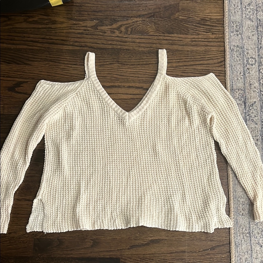 Women's Knit Off the Shoulder Cream Sweater